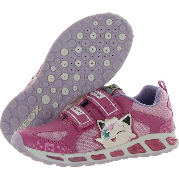 Geox Respira Girls Shuttle Pink Faux Leather Gym Light-Up Shoes Sneakers NWT - Picture 3 of 3